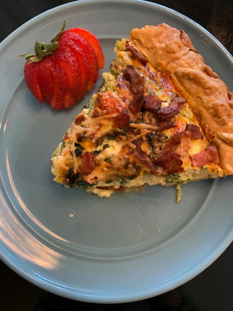 Slice of Creamed Spinach Quiche With Bacon | Dishin' With Darla